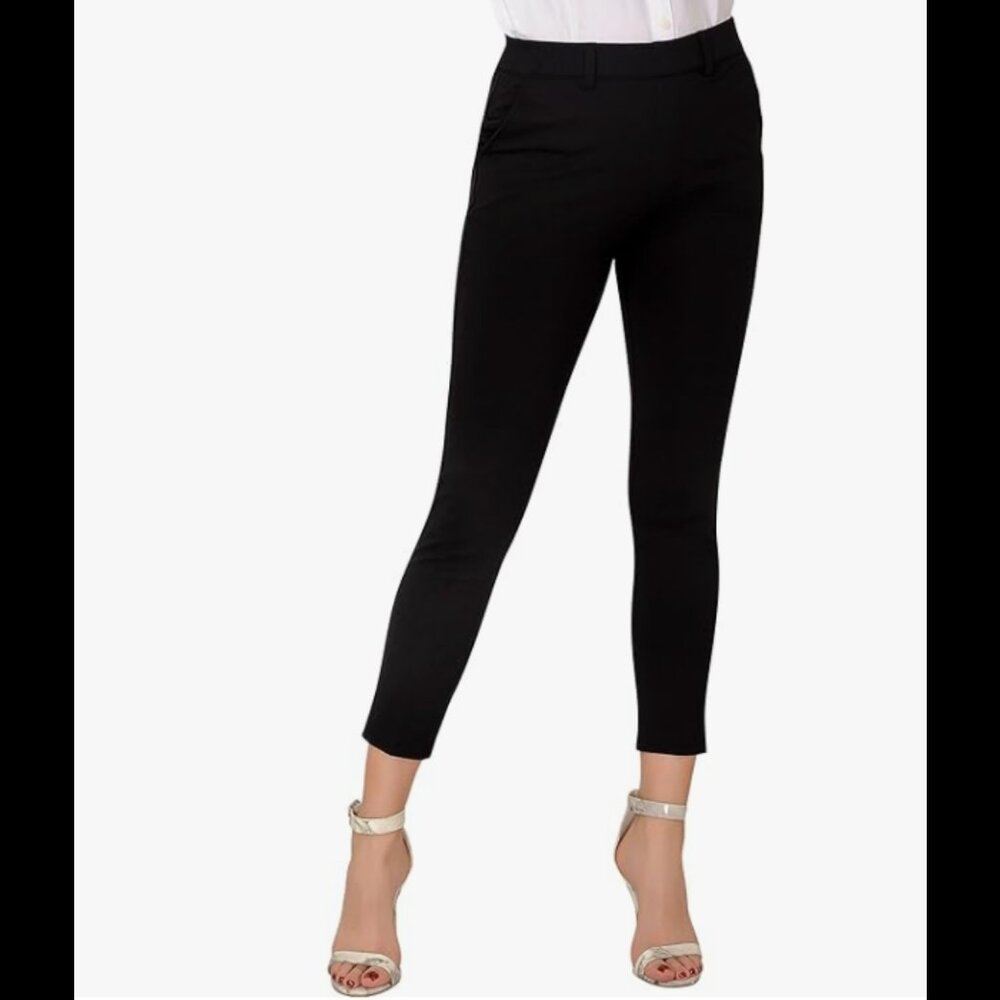 Black Slim Pull On Dress Pants Stretch Ankle Size 0